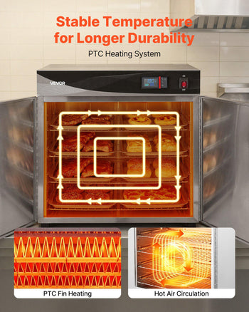 Electric Hot Box Food Warmer, 4-Tier Commercial Warming Cabinet with Water Tray, Double-Door and Adjustable Shelves, Stainless Steel Food Warmer Cabinet, for Restaurant, Kitchen, Pizza, Chicken