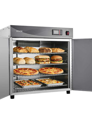Electric Hot Box Food Warmer, 4-Tier Commercial Warming Cabinet with Water Tray, Double-Door and Adjustable Shelves, Stainless Steel Food Warmer Cabinet, for Restaurant, Kitchen, Pizza, Chicken