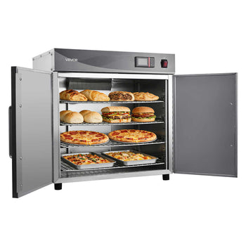 Electric Hot Box Food Warmer, 4-Tier Commercial Warming Cabinet with Water Tray, Double-Door and Adjustable Shelves, Stainless Steel Food Warmer Cabinet, for Restaurant, Kitchen, Pizza, Chicken