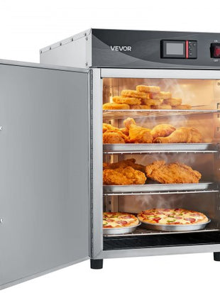 Electric Hot Box Food Warmer, 4-Tier Commercial Warming Cabinet with Water Tray, Single-Door and Adjustable Shelves, Stainless Steel Food Warmer Cabinet, for Restaurant, Kitchen, Pizza, Chicken