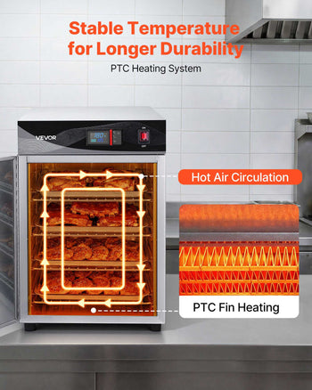 Electric Hot Box Food Warmer, 4-Tier Commercial Warming Cabinet with Water Tray, Single-Door and Adjustable Shelves, Stainless Steel Food Warmer Cabinet, for Restaurant, Kitchen, Pizza, Chicken