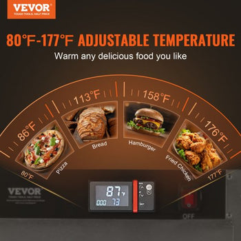 Hot Box Food Warmer, 5-Tier Concession Warmer with Water Tray, 5 Pans, Single-door and Adjustable Shelves, Stainless Steel Food Warmer Cabinet, Ideal for Storing Pizza, Chicken, Restaurant