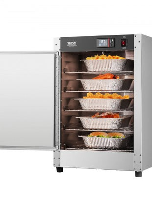 Hot Box Food Warmer, 5-Tier Concession Warmer with Water Tray, 5 Pans, Single-door and Adjustable Shelves, Stainless Steel Food Warmer Cabinet, Ideal for Storing Pizza, Chicken, Restaurant