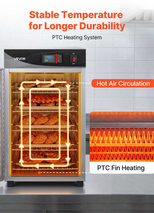 Electric Hot Box Food Warmer, 5-Tier Commercial Warming Cabinet with Water Tray, Single-Door and Adjustable Shelves, Stainless Steel Food Warmer Cabinet, for Restaurant, Kitchen, Pizza, Chicken
