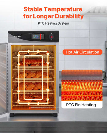 Electric Hot Box Food Warmer, 5-Tier Commercial Warming Cabinet with Water Tray, Single-Door and Adjustable Shelves, Stainless Steel Food Warmer Cabinet, for Restaurant, Kitchen, Pizza, Chicken