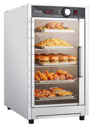 Electric Hot Box Food Warmer, 5-Tier Commercial Warming Cabinet with Water Tray, Glass Door and Adjustable Shelves, Stainless Steel Food Warmer Cabinet, for Restaurant, Kitchen, Pizza, Chicken