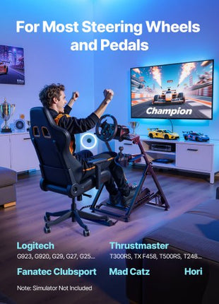 Racing Wheel Stand, Adjustable & Foldable Simulator Stand for Logitech G923 G920 G29 G27, Thrustmaster T300RS TX F458 T500RS T3PA-PRO(F1/GT) Gaming Cockpit,Pedals Simulator NOT Included