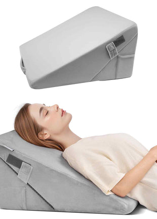 Bed Wedge Pillow for Sleeping, Adjustable Orthopedic Bed Wedge, 25D High-Density Foam Filling & Soft Washable Cover, Post Surgery Pillow for Acid Reflux, Back Pain, Snoring Relief, Light Grey