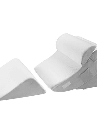 Wedge Pillow for Sleeping, 4 Pcs Adjustable Orthopedic Bed Wedge Set, Support Leg Neck Shoulder, Post Surgery Pillow for Back Pain, Acid Reflux, Snoring Relief, Sitting up in Bed, White/Grey