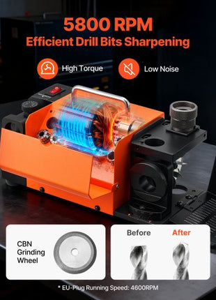 Drill Bits Sharpener MR-13D, 313mm Professional Drill Bit Grinder with Adjustable Lip Relief Angle, Front Cutting Lip & 95°-135° Point Angle, 5800RPM Re-Sharpener with 11 Collets & CBN Wheel