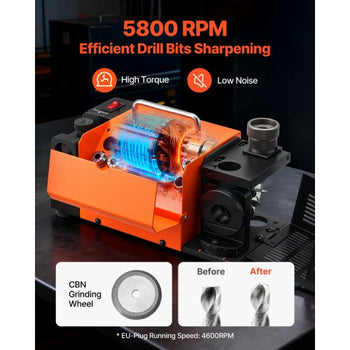 Drill Bits Sharpener MR-13D, 313mm Professional Drill Bit Grinder with Adjustable Lip Relief Angle, Front Cutting Lip & 95°-135° Point Angle, 5800RPM Re-Sharpener with 11 Collets & CBN Wheel