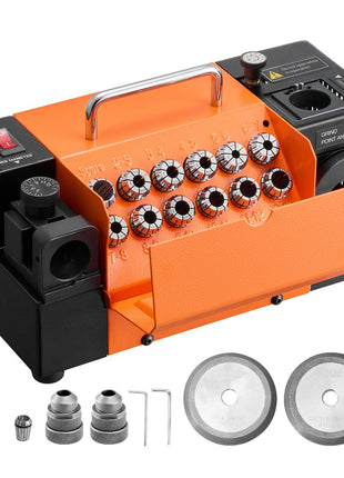 Drill Bits Sharpener MR-13B+, 3-15mm Drill Bit Grinder Sharpener with Adjustable Lip Relief Angle & 95°-135° Point Angle, 5800RPM High Speed Re-Sharpener with 13 Collets, CBN & SDC Wheels