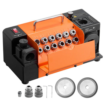 Drill Bits Sharpener MR-13B+, 3-15mm Drill Bit Grinder Sharpener with Adjustable Lip Relief Angle & 95°-135° Point Angle, 5800RPM High Speed Re-Sharpener with 13 Collets, CBN & SDC Wheels