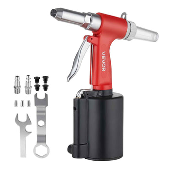 Pneumatic Rivet Gun Kit with 3/32" 1/8" 5/32" 3/16" Nosepieces, 2425 LBS Pulling Force, 3-Claw Secure Grip, Air Pop Riveter Tool for Automotive, Construction, Industrial Manufacturing