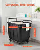 Laundry Cart, Rolling Grocery Utility Cart with Waterproof Liner & Swivel Wheels, 260 LBS Large Load Capacity, Heavy Duty Shopping Basket for Laundry, Shopping, Camping, Grocery, Luggage, Black
