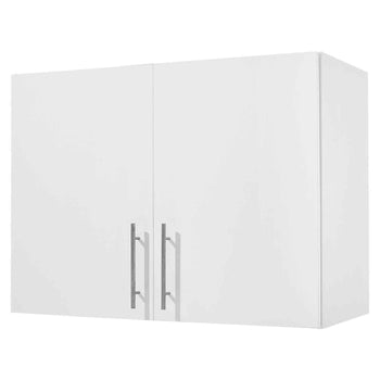 Laundry Room Wall Cabinet, 2-Tier Wall Mounted Hanging Cabinet with Adjustable Shelf, 32 in Cupboard Storage with 2 Doors, for Bathroom, Kitchen, Laundry, 16 x 32 x 24 in (D x W x H), White