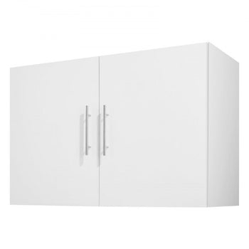 Laundry Room Wall Cabinet, 2-Tier Wall Mounted Hanging Cabinet with Adjustable Shelf, 36 in Cupboard Storage with 2 Doors, for Kitchen, Bathroom, Laundry, 16 x 36 x 24 in (D x W x H), White