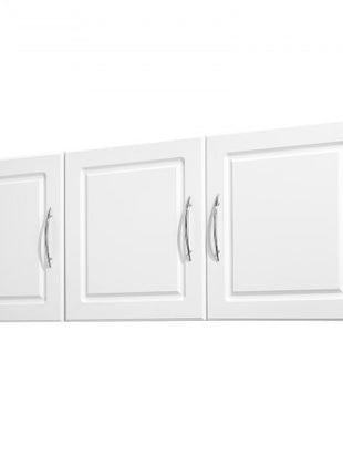 Laundry Room Wall Cabinet, 2-Tier Wall Mounted Hanging Cabinet with Adjustable Shelf, Cupboard Storage with 3 Doors, for Kitchen, Bathroom, Laundry, 12.44 x 54 x 20.31 in (D x W x H), White