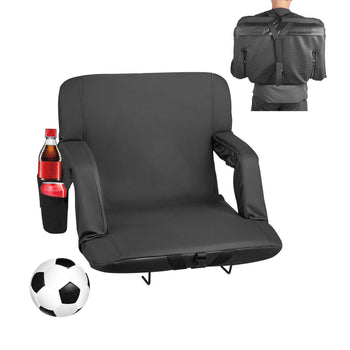 Stadium Seat, 6 Adjustable Angle Bleacher Chair, 2.9'' Cushion Stadium Seat with Back Support and Armrest, Wide Bleacher Chair with Hook Pocket Cupholder for Picnics, Beach Sports, and Gaming