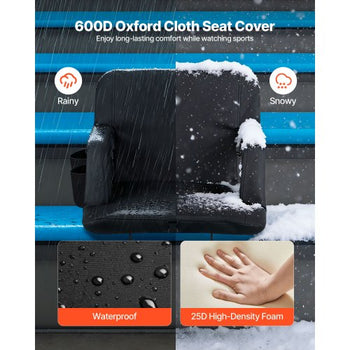 Stadium Seat, 6 Adjustable Angle Bleacher Chair, 2.75'' Cushion Stadium Seat with Back Support and Armrest, Wide Bleacher Chair with Hook Pocket Cupholder for Picnics, Beach Sports, and Gaming