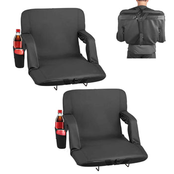 Stadium Seat, 6 Adjustable Angle Bleacher Chair, 2.75'' Cushion Stadium Seat with Back Support and Armrest, Wide Bleacher Chair with Hook Pocket Cupholder for Picnics, Beach Sports, and Gaming