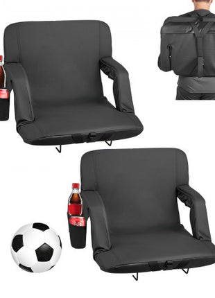 Stadium Seat, 6 Adjustable Angle Wide Bleacher Chair, 2.9'' Cushion Padded Stadium Seat with Armrest and Back Support, Stadiums Chair with Hook Cupholder for Picnics, Beach Sports, and Gaming