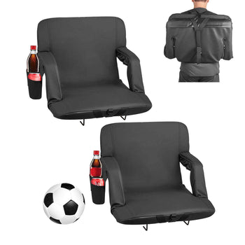 Stadium Seat, 6 Adjustable Angle Wide Bleacher Chair, 2.9'' Cushion Padded Stadium Seat with Armrest and Back Support, Stadiums Chair with Hook Cupholder for Picnics, Beach Sports, and Gaming