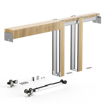 Pocket Door Frame Kit, for 24-36 in Wide 80 in High Door, Pocket Door Kit with Two-Way Soft Close Mechanism, Slide Smoothly Quietly, Easy to Install, Wood and Galvanized Steel, for Living Room