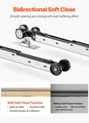 Pocket Door Frame Kit, for 24-32 in Wide 80 in High Door, Pocket Door Kit with Two-Way Soft Close Mechanism, Slide Smoothly Quietly, Easy to Install, Premium Galvanized Steel, for Living Room