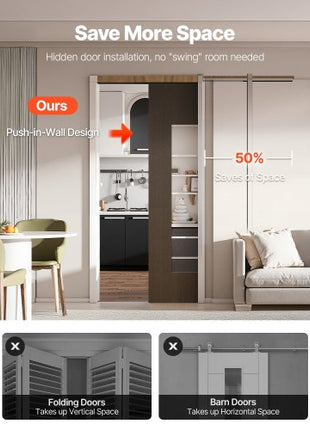 Pocket Door Frame Kit, for 24-36 in Wide 80 in High Door, Pocket Door Kit with Two-Way Soft Close Mechanism, Slide Smoothly Quietly, Easy to Install, Premium Galvanized Steel, for Living Room