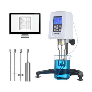 Digital Rotary Viscometer, 10-2,000,000 mPa.s(cP), ±2% Accuracy, 100-240V Digital Rotational Viscosity Meter with 4 Rotors and Temperature Probe, LCD Display, Lab Viscometer for Fluid Testing