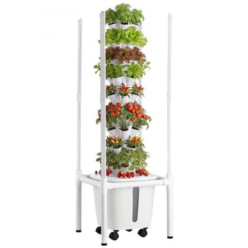 Hydroponic Tower, 45 Pods 9 Tiers Hydroponics Growing System Kit with LED Grow Light, App Control & Casters, Vertical Home Garden with 20L Water Tank & Pump for Indoor Herbs, Fruits, Vegetables