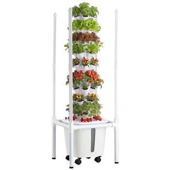 Hydroponic Tower, 45 Pods 9 Tiers Hydroponics Growing System Kit with LED Grow Light, App Control & Casters, Vertical Home Garden with 20L Water Tank & Pump for Indoor Herbs, Fruits, Vegetables
