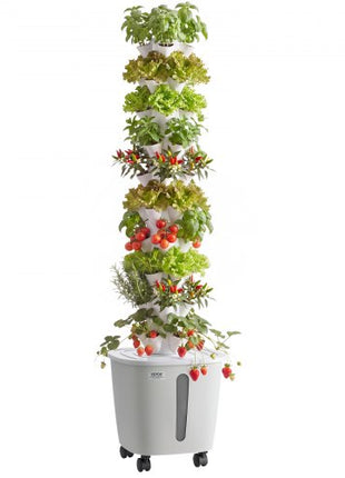 Hydroponic Tower, 50 Pods 10 Tiers Hydroponics Growing System Kit with App Control & Casters, Vertical Home Garden with 20L Water Tank & Pump, Planter for Indoor Herbs, Fruits and Vegetables