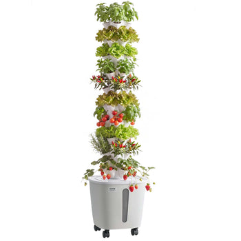 Hydroponic Tower, 50 Pods 10 Tiers Hydroponics Growing System Kit with App Control & Casters, Vertical Home Garden with 20L Water Tank & Pump, Planter for Indoor Herbs, Fruits and Vegetables