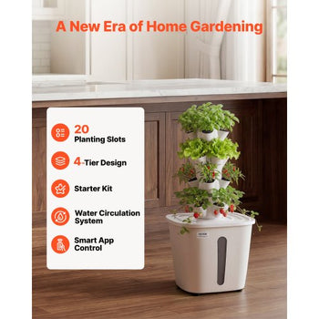 Hydroponic Tower, 20 Pods 4 Tiers Hydroponics Growing System Kit, Vertical Home Hydronic Garden with 20L Water Tank & Pump, Planter Plants Germination Kit for Indoor Herbs, Fruits, Vegetables