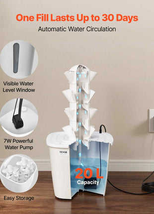 Hydroponic Tower, 20 Pods 4 Tiers Hydroponics Growing System Kit, Vertical Home Hydronic Garden with 20L Water Tank & Pump, Planter Plants Germination Kit for Indoor Herbs, Fruits, Vegetables