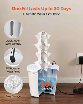 Hydroponic Tower, 20 Pods 4 Tiers Hydroponics Growing System Kit, Vertical Home Hydronic Garden with 20L Water Tank & Pump, Planter Plants Germination Kit for Indoor Herbs, Fruits, Vegetables