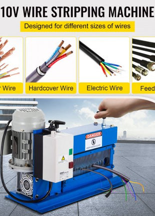 Portable Wire Stripper, 18 AWG to 1" OD, 11 Channels, 10 Blades, Electric Machine for Efficient Copper Recycling, Speeds Up to 75ft/min