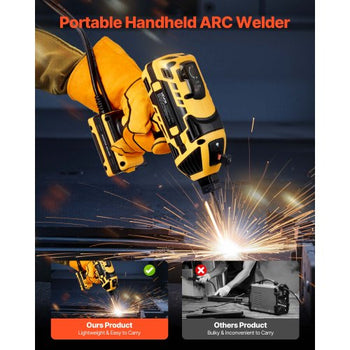 Portable Handheld Welding Machine, 20-120A Portable ARC Welder with 5-Level Current Adjustment & IGBT Inverter, 110V Handheld Stick Welder with Hot Start Function Fit for 1/16"-1/8" Welding Rods