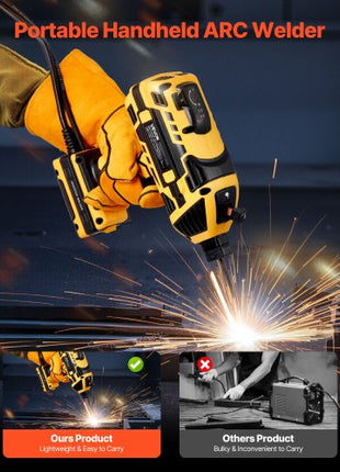 Portable Handheld Welding Machine, 20-140A Portable ARC Welder with 5-Level Current Adjustment & IGBT Inverter, 110V Handheld Stick Welder with Hot Start Function Fit for 1/16"-1/8" Welding Rods