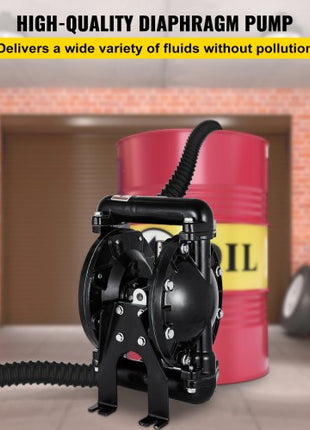 Air-Operated Double Diaphragm Pump 1 inch Inlet Outlet Aluminum 35 GPM Max 120PSI, Nitrile Diaphragm, QBY4-25L-1inch-35