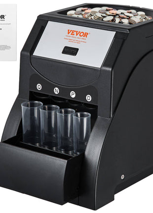 USD Coin Sorter, Coin Sorter Machine for USD Coin 1￠ 5￠ 10￠ 25￠, Sorts up to 230 Coins/min, Coin Sorter and Wrapper Machine Holds 200 Coins Included 4 Coin Tubes, Black