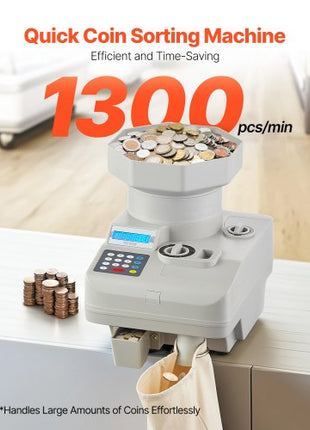 Coin Counter, Professional Coin Sorter with LED Display Holds up to 11000 Coins, Automatic Coin Sorter and Wrapper Machine for All Coins, Suitable for International Coins and Tokens