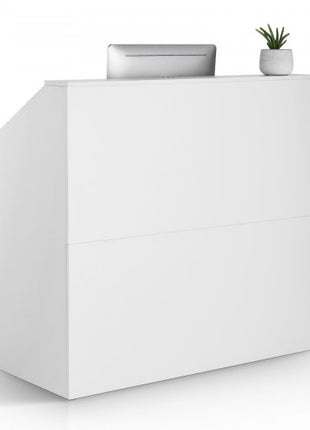 Reception Desk, 46 Inch Rectangular Front Counter Table, Office Reception Desk, Retail Counter and Front Reception Counter, for Checkout, Lobby, Beauty Salon and Office, White
