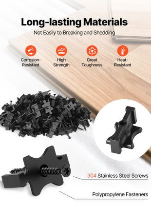 1000PCS Hidden Deck Fasteners for Composite Decking Board, Universal Composite T Clips & Plastic Hidden Fasteners with Metal Screws,Polypropylene PP Clips Works with 0.26 inch Gaps, Black