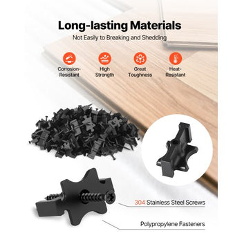 1000PCS Hidden Deck Fasteners for Composite Decking Board, Universal Composite T Clips & Plastic Hidden Fasteners with Metal Screws,Polypropylene PP Clips Works with 0.26 inch Gaps, Black