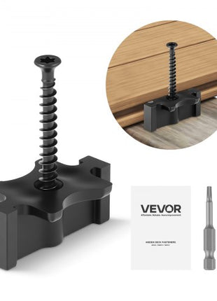 1000PCS Hidden Deck Fasteners for Composite Decking Board, Universal Composite T Clips & Plastic Hidden Fasteners with Metal Screws,Polypropylene PP Clips Works with 0.26 inch Gaps, Black