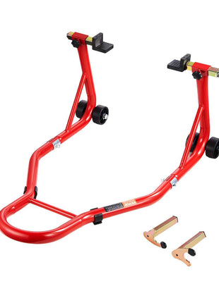 Motorcycle Rear Wheel Stand, 850 LBS Load Capacity Heavy Duty Rear Wheel Stand with U + L Fork Swingarm Spool, Adjustabe Motorcycle Lift Jack Stand, for Suzuki Yamaha Honda Kawasaki, Red