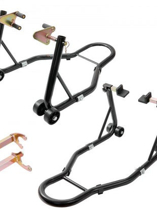Motorcycle Stand Lift, 850lbs Front Rear Combo Stand Lift Stand, Front and Rear Wheel Fork Stand, U+L Fork Swingarm Spool, Compatible with Most Yamaha Honda Kawasaki Suzuki Motorcycles, Black